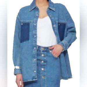 NWOT Denim Shacket- size L